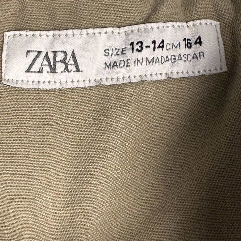 Zara Boys Utility Hooded Military Khaki Jacket Size 13-14